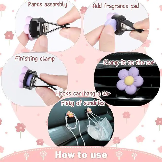 Alt view image 4 of 7 - Tallew 12 Pcs Daisy Flower Car Accessories Vent Clip Cute Colorful Flower Car Accessories Air Conditioning Outlet Air Freshener Vent Clip Charm Interior Decor for Women