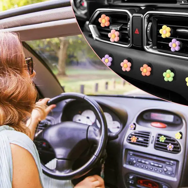 Alt view image 6 of 7 - Tallew 12 Pcs Daisy Flower Car Accessories Vent Clip Cute Colorful Flower Car Accessories Air Conditioning Outlet Air Freshener Vent Clip Charm Interior Decor for Women