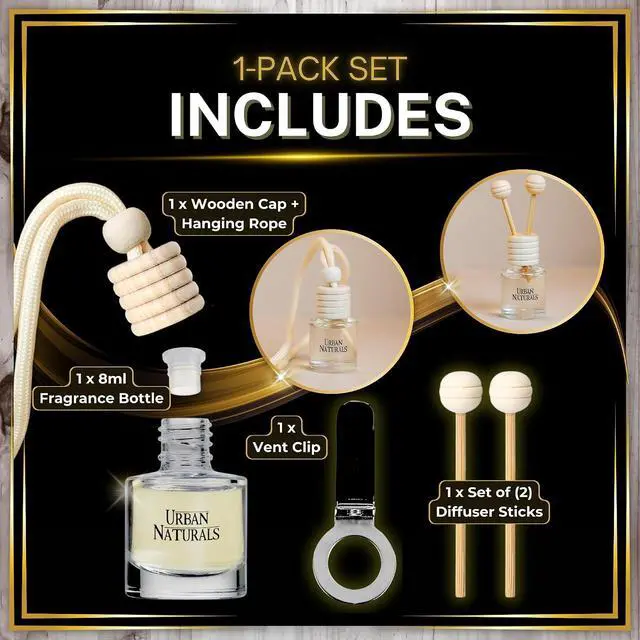 Alt view image 3 of 7 - Urban Naturals Car Air Freshener Diffuser 1 Pack, Italian Leather Scent | Long Lasting Fragrance for Automobiles, Hanging Car Diffuser - Hang with Rope or use Vent Clip