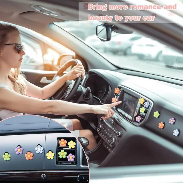 Alt view image 7 of 7 - Tallew 12 Pcs Daisy Flower Car Accessories Vent Clip Cute Colorful Flower Car Accessories Air Conditioning Outlet Air Freshener Vent Clip Charm Interior Decor for Women