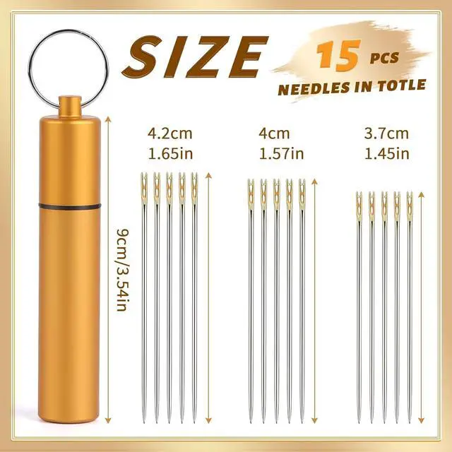Alt view image 2 of 7 - GarfxG Self Threading Needles 15pcs Easy Threading Steel Hand Sewing Needle | Large Eye Sharp Self Threading Embroidery Needles for Hand Sewing, Metal Tube Storage, Blind Handmade Sewing Accessories