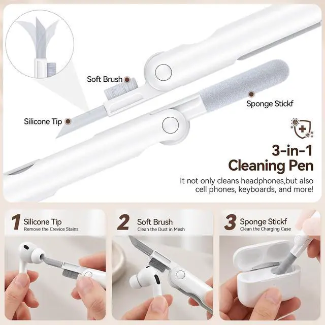 Alt view image 7 of 7 - for AirPods Pro 3 Case (2025),Soft Silicone Protective Cover Compatible with Apple AirPods Pro 3rd Generation Case with Cleaning Kit for Women Men,Air pods Pro Cases with Keychain,Sky Blue
