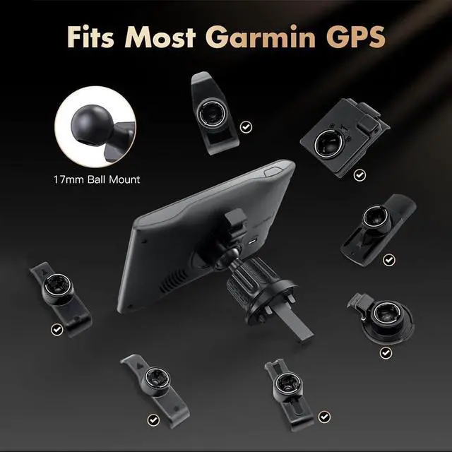 Alt view image 6 of 7 - GPS Holder for Car Air Vent Mount with Metal Hook and 17mm Ball Joint, Compatible with Nuvi GPS Devices