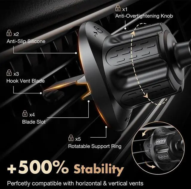 Alt view image 4 of 7 - GPS Holder for Car Air Vent Mount with Metal Hook and 17mm Ball Joint, Compatible with Nuvi GPS Devices