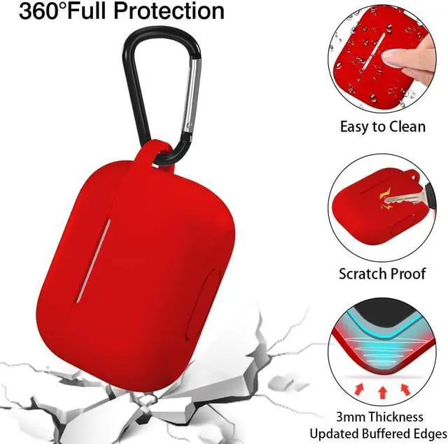 Alt view image 3 of 6 - Lerobo for AirPods Pro 2nd/1st Case with Keychain, Red | Soft Silicone Protective Cover Compatible with Apple AirPod Pro Case for Women Men, Scratchproof, Shockproof, Dustproof