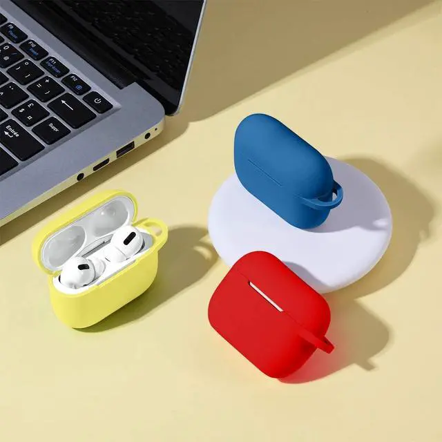 Alt view image 6 of 6 - Lerobo for AirPods Pro 2nd/1st Case with Keychain, Red | Soft Silicone Protective Cover Compatible with Apple AirPod Pro Case for Women Men, Scratchproof, Shockproof, Dustproof