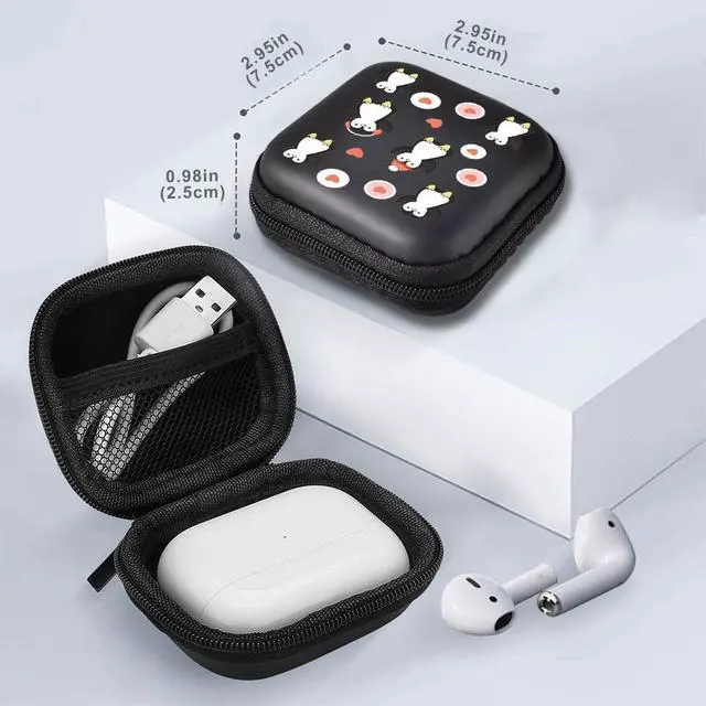 Alt view image 2 of 7 - Earphone Case Headphone Hard Travel Carrying Gadget Bag | Penguin Heart Earbud Case Mini Pouch Storage Bag