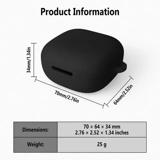 Alt view image 3 of 6 - Geiomoo Silicone Case for Anker Soundcore P31i, Anker Soundcore R60i NC, Soft Flexible Scratch Resistant Protective Cover with Carabiner (Black)
