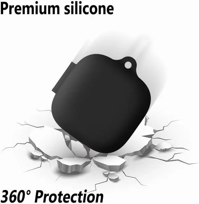 Alt view image 4 of 6 - Geiomoo Silicone Case for Anker Soundcore P31i, Anker Soundcore R60i NC, Soft Flexible Scratch Resistant Protective Cover with Carabiner (Black)