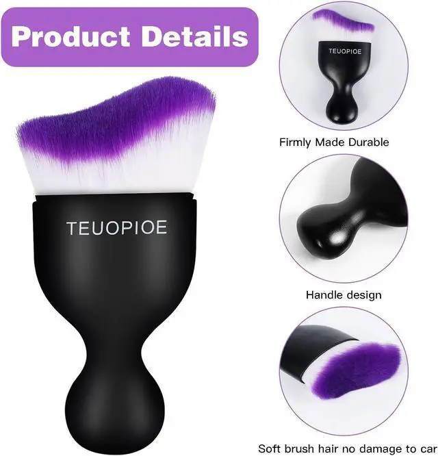 Alt view image 2 of 6 - Car Detailing Brush for Interior Dusting and Air Vents,Purple | Soft synthetic bristles clean dashboards, vents, and consoles. Lightweight PP handle is suitable for dry or wet use.