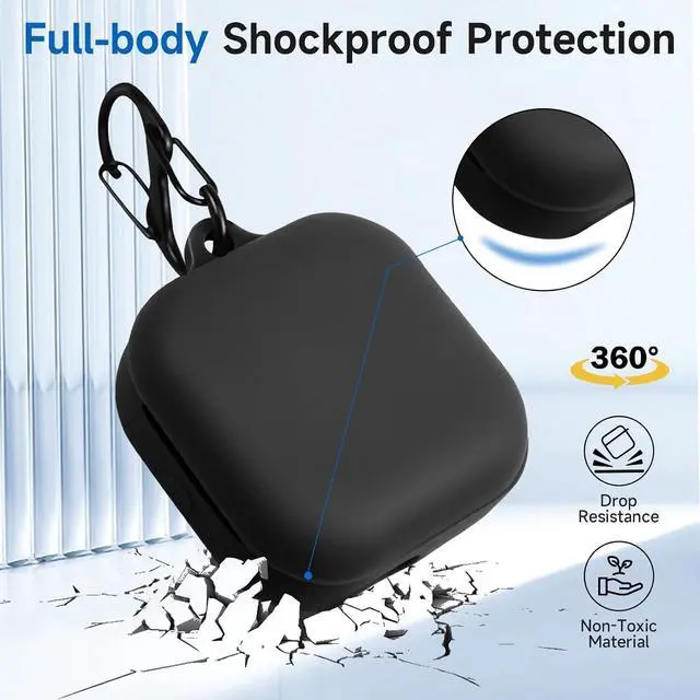 Alt view image 3 of 7 - for Echo Buds 2023 Case Cover, Soft Silicone | Anti-Scratch Shockproof Protective Skin Case for All-New Echo Buds with Keychain Accessories, Front LED Visible, Black