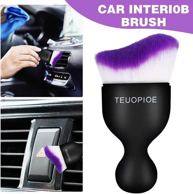 Alt view image 4 of 6 - Car Detailing Brush for Interior Dusting and Air Vents,Purple | Soft synthetic bristles clean dashboards, vents, and consoles. Lightweight PP handle is suitable for dry or wet use.