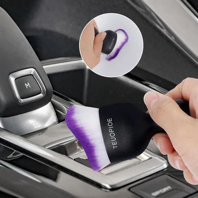 Alt view image 5 of 6 - Car Detailing Brush for Interior Dusting and Air Vents,Purple | Soft synthetic bristles clean dashboards, vents, and consoles. Lightweight PP handle is suitable for dry or wet use.