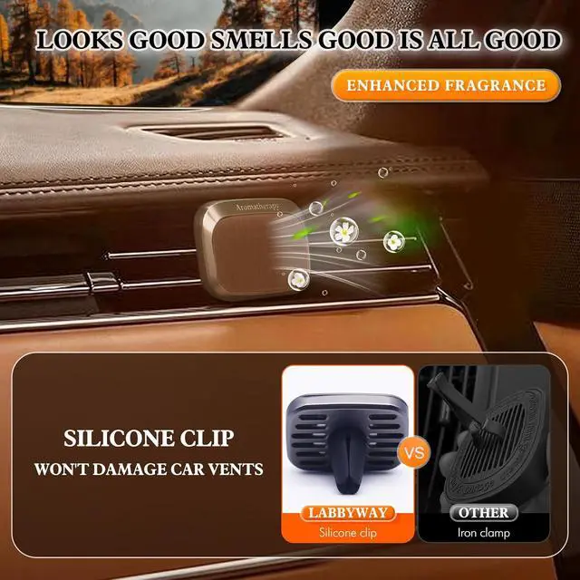 Alt view image 3 of 7 - AC Scent Pads for Car Air Freshener, Vent Clip Diffuser Kit with Refills | AC scent pads, vent clip air freshener diffuser, fruit plant refills. Long lasting aroma, odor eliminator, fits car vents