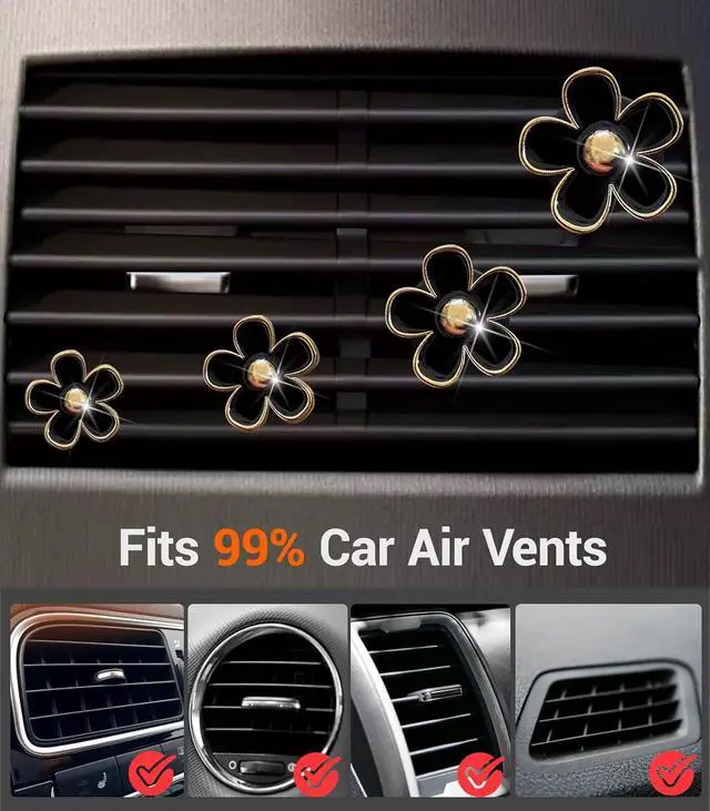 Alt view image 6 of 7 - Daisy Flower Car Air Freshener Vent Clips, 4 Pcs Cute Car Accessories for Women Interior, Girly Decor Essentials, Truck Accessories, for Bathroom Office Pet Houses (Black, 3.1cm 2.9cm 2.2cm 1.6cm)