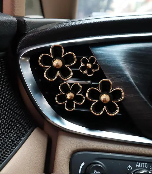 Alt view image 4 of 7 - Daisy Flower Car Air Freshener Vent Clips, 4 Pcs Cute Car Accessories for Women Interior, Girly Decor Essentials, Truck Accessories, for Bathroom Office Pet Houses (Black, 3.1cm 2.9cm 2.2cm 1.6cm)