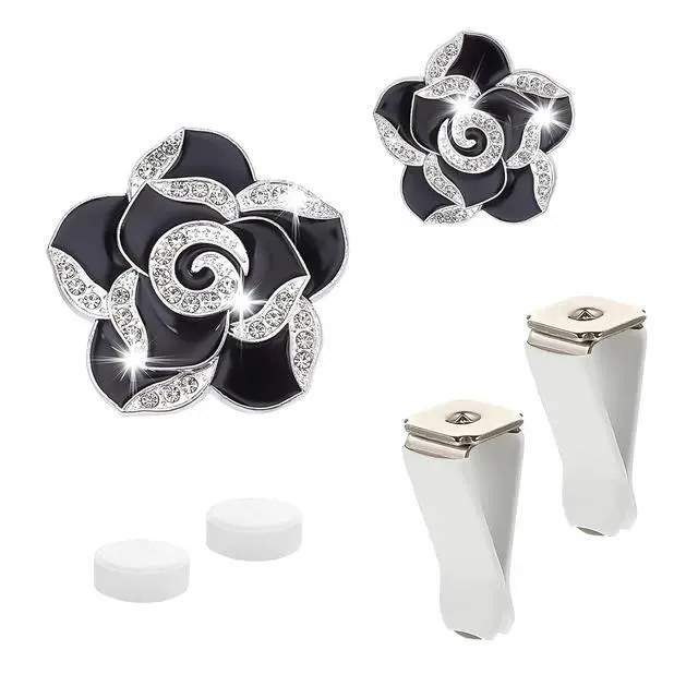 Main image of 2 Pcs Car Air Freshener Vent Clip Set - Camellia Car Vent Clips Cute Auto Accessories for Women Interior Cute Decor Flower Vehicle Accessories