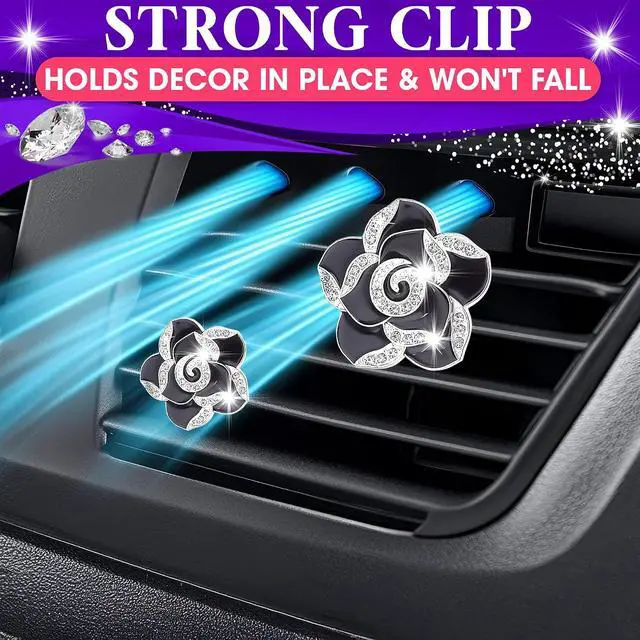 Alt view image 7 of 7 - 2 Pcs Car Air Freshener Vent Clip Set - Camellia Car Vent Clips Cute Auto Accessories for Women Interior Cute Decor Flower Vehicle Accessories