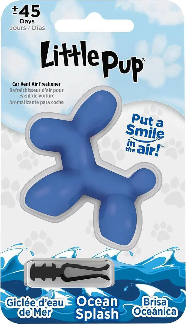Main image of Little Pup 96603 Ocean Splash Scent, Car Air Freshener, Clips to A/C Air Vent, Alcohol-Free Fragrance Oil, Non-Hazardous and Non-Toxic Plastic, Set of 1