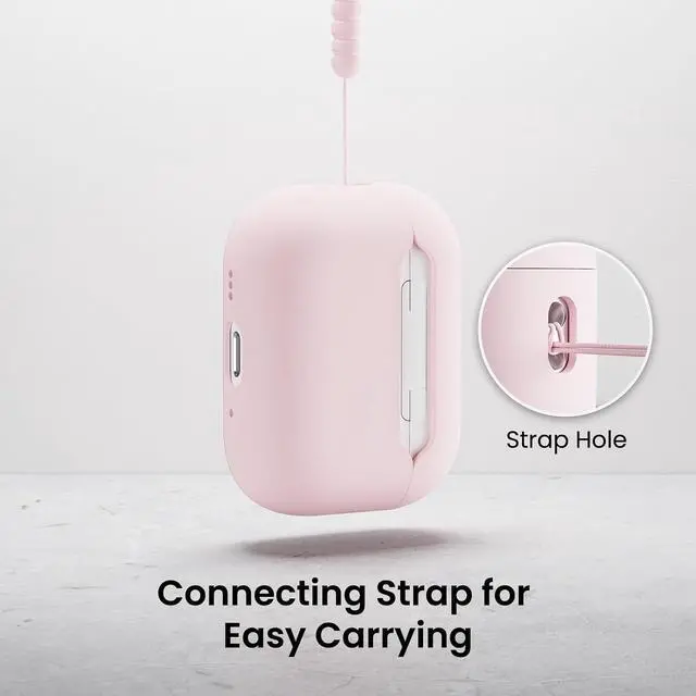 Alt view image 3 of 7 - ORNARTO for AirPods Pro 3 Case, Hybrid Silicone, Chalk Pink | Hybrid Silicone Rubber, Front LED Visible, Wireless Charging, Skin-Friendly Soft Touch, Anti-Scratch, Detachable Lanyard