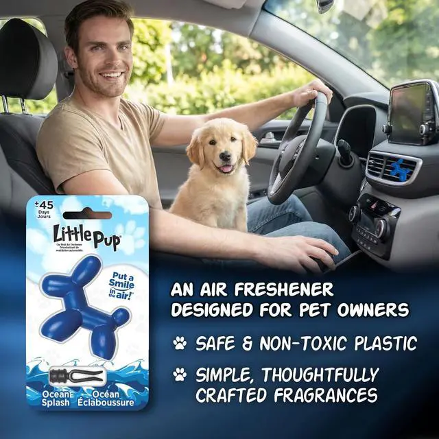 Alt view image 6 of 7 - Little Pup 96603 Ocean Splash Scent, Car Air Freshener, Clips to A/C Air Vent, Alcohol-Free Fragrance Oil, Non-Hazardous and Non-Toxic Plastic, Set of 1