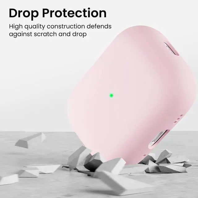 Alt view image 7 of 7 - ORNARTO for AirPods Pro 3 Case, Hybrid Silicone, Chalk Pink | Hybrid Silicone Rubber, Front LED Visible, Wireless Charging, Skin-Friendly Soft Touch, Anti-Scratch, Detachable Lanyard