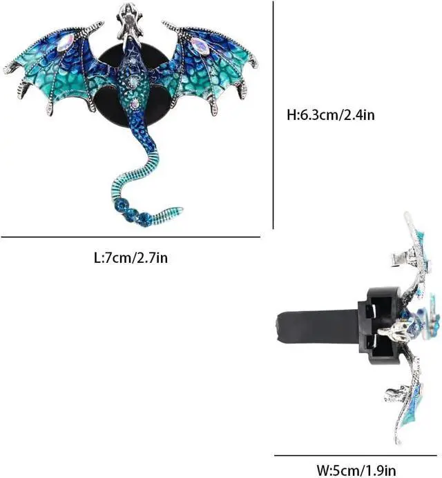 Alt view image 4 of 7 - ORIESSE Bling Dragon Car Air Freshener Vent Clip,Goth Car Accessories | 1pc Rhinestone Blue Dragon Car Decor,Cute Air Vent Clip Dashboard Decoration Accessory,Refillable Animal Diffuser
