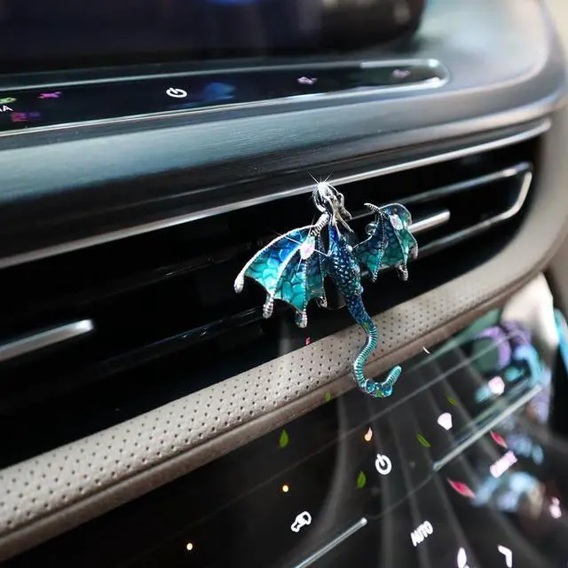 Alt view image 3 of 7 - ORIESSE Bling Dragon Car Air Freshener Vent Clip,Goth Car Accessories | 1pc Rhinestone Blue Dragon Car Decor,Cute Air Vent Clip Dashboard Decoration Accessory,Refillable Animal Diffuser