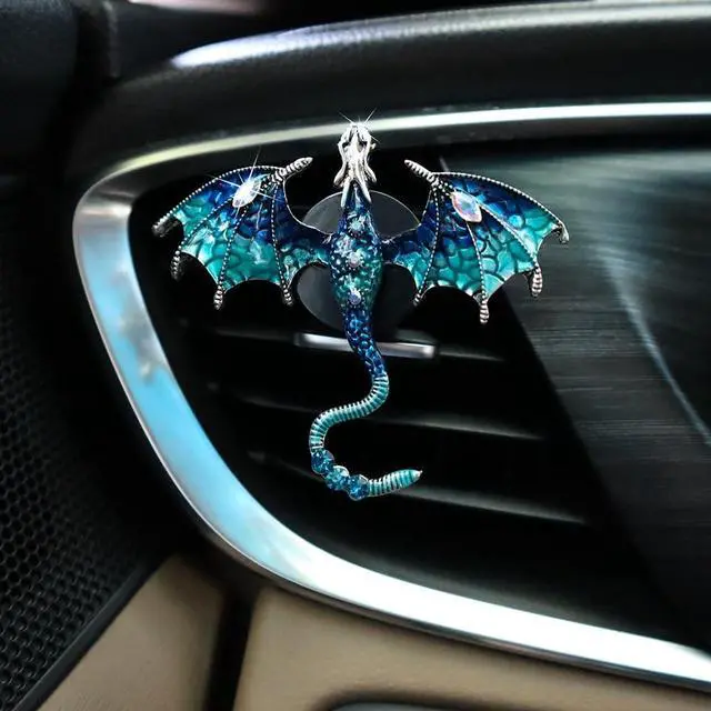Alt view image 2 of 7 - ORIESSE Bling Dragon Car Air Freshener Vent Clip,Goth Car Accessories | 1pc Rhinestone Blue Dragon Car Decor,Cute Air Vent Clip Dashboard Decoration Accessory,Refillable Animal Diffuser