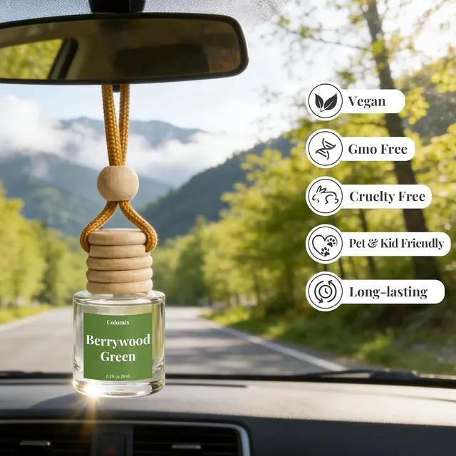 Alt view image 3 of 7 - Car Air Fresheners, Hanging Car Odor Eliminator-Berrywood Green | Natural Car Odor Eliminator, Compact & IFRA Approved