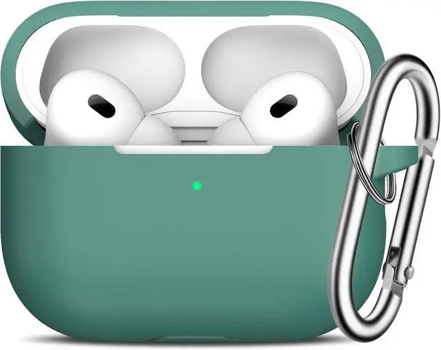 Main image of R-fun for AirPods Pro 2 Case, Silicone Protective Case, Compatible with Airpods Pro Case 2nd / 1st Generation (2023/2022/2019), with Cleaner Kit and Carabiner, Pine Green