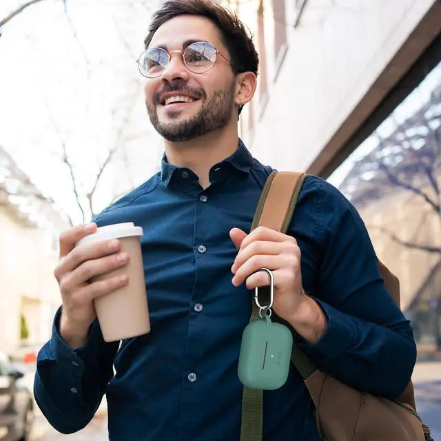 Alt view image 3 of 7 - R-fun for AirPods Pro 2 Case, Silicone Protective Case, Compatible with Airpods Pro Case 2nd / 1st Generation (2023/2022/2019), with Cleaner Kit and Carabiner, Pine Green