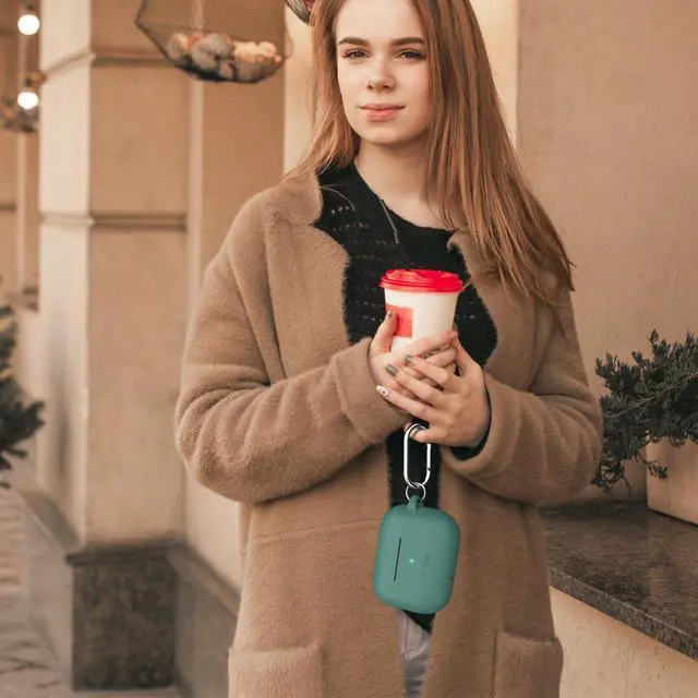 Alt view image 4 of 7 - R-fun for AirPods Pro 2 Case, Silicone Protective Case, Compatible with Airpods Pro Case 2nd / 1st Generation (2023/2022/2019), with Cleaner Kit and Carabiner, Pine Green