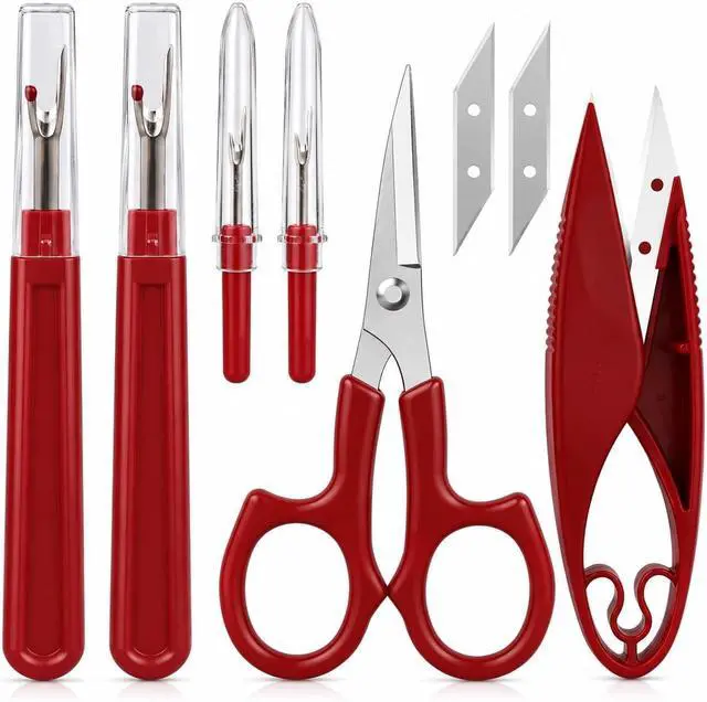 Main image of Sewing Seam Ripper Tool,Stitch Remover and Thread Cutter with 2Big+2Small Seam Rippers,1 Pack Thread Snips,1Pack 5Scissor