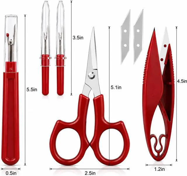 Alt view image 2 of 6 - Sewing Seam Ripper Tool,Stitch Remover and Thread Cutter with 2Big+2Small Seam Rippers,1 Pack Thread Snips,1Pack 5Scissor