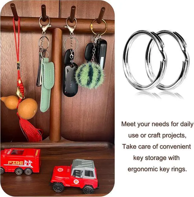 Alt view image 2 of 7 - Key Rings, 3/4" 20mm Split Round Metal Silver Keyring for Home/Car/Outdoor/Arts/Lanyards/CraftsKeys/Keychain Organization (100PCS)