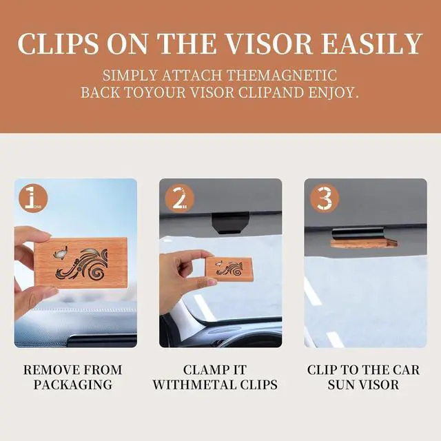 Alt view image 3 of 6 - Wood Car Air Freshener Car Odor Eliminator for Visor Clip (Ocean) | Vehicle Scent Diffuser for Cabin, Truck & SUV