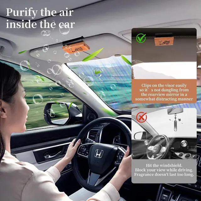 Alt view image 4 of 6 - Wood Car Air Freshener Car Odor Eliminator for Visor Clip (Ocean) | Vehicle Scent Diffuser for Cabin, Truck & SUV