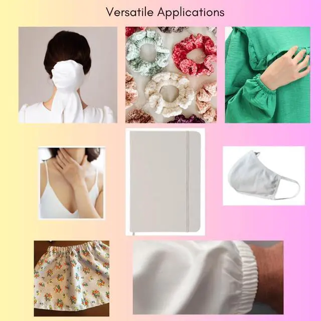 Alt view image 6 of 7 - SewKrafts Braided Elastic for Sewing, 1/4 Inch x 3 Yards, White, Soft & Stretchy Elastic for Scrunchies, Necklines, Waistbands, Leg Bands & Swimwear - Durable Stretch Strap