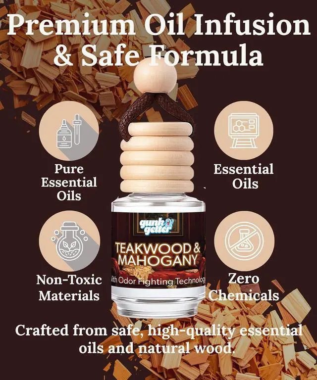 Alt view image 4 of 5 - Hanging Air Freshener Car Diffusers - Long Lasting Scent, Odor Eliminator, Home Essentials, Fresh car fragrance diffuser - 3 Pack- Teakwood and Mahogany
