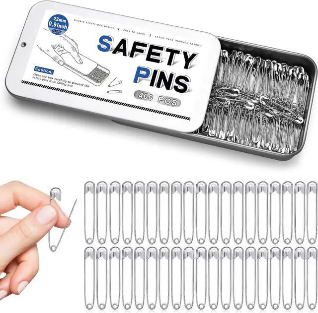 Main image of Jmuiiu 400 PCS Safety Pins, 0.9 Inch Small Inch Safety Pins, Clothes Pin | Durable Metal Construction and Metal Box Packaging for Clothes Sewing, Arts Craft