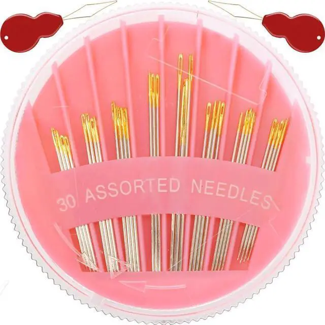 Main image of JollMono 30Pack Premium Sewing Needles for Hand Sewing Repair, 6 Sizes Assorted Needles with 2 Threaders, Hand Sewing Needles, Large Eye Stitching Needles, Embroidery Needles, Sewing Sharp Needles