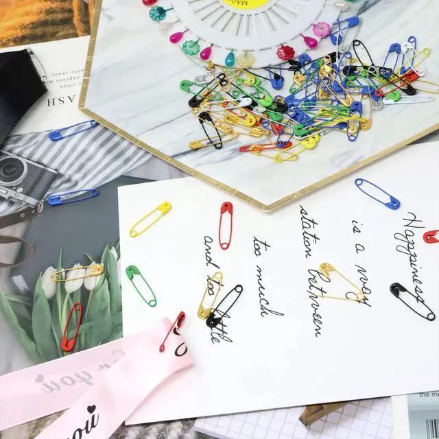 Alt view image 2 of 7 - yueton 100PCS 2.5cm/1inch Mixed Color Safety Pins, Metal Mini Safety Pins, Decorative, Sewing, Clothing Tag Pins