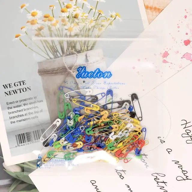 Alt view image 7 of 7 - yueton 100PCS 2.5cm/1inch Mixed Color Safety Pins, Metal Mini Safety Pins, Decorative, Sewing, Clothing Tag Pins