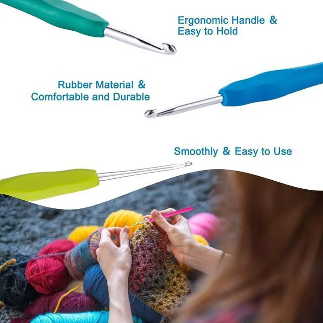 Alt view image 3 of 7 - Vodiye 9 Sizes Crochet Hooks 2.06.0mm, Ergonomic Crochet Hook Set, Crochet Needles for Beginners, DIY Projects and Craft Lovers