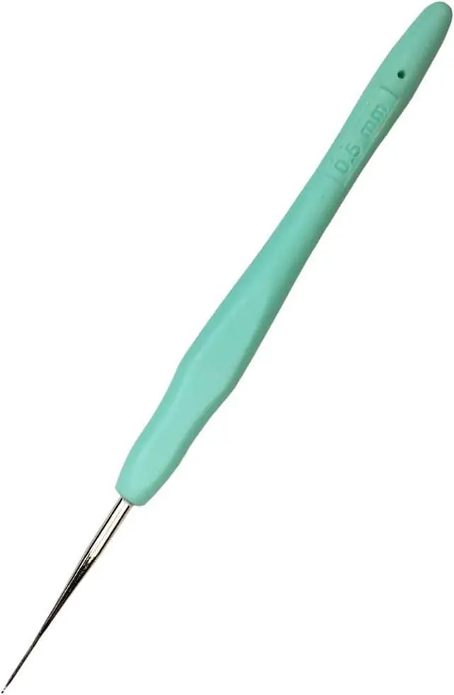 Main image of Hobekoee 0.5mm Lace Crochet Hook Ergonomic Handle for Arthritic Hands Soft & Smooth Knitting Needles for Beginners and Crocheting Yarn