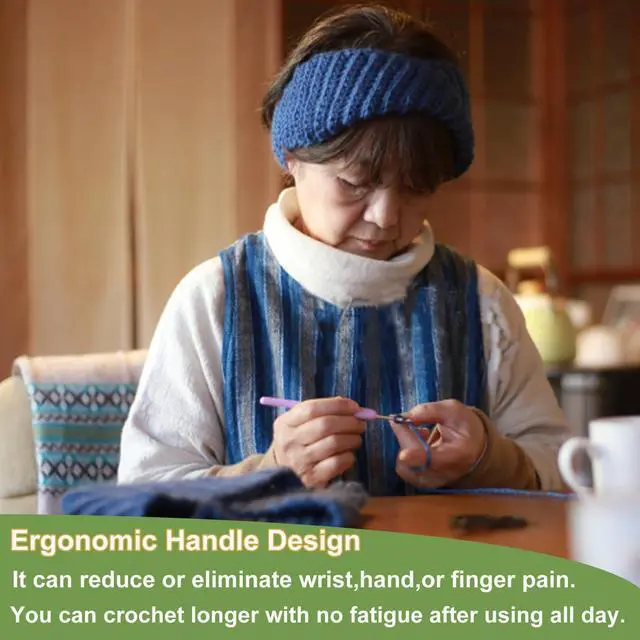 Alt view image 5 of 7 - Hobekoee 0.5mm Lace Crochet Hook Ergonomic Handle for Arthritic Hands Soft & Smooth Knitting Needles for Beginners and Crocheting Yarn