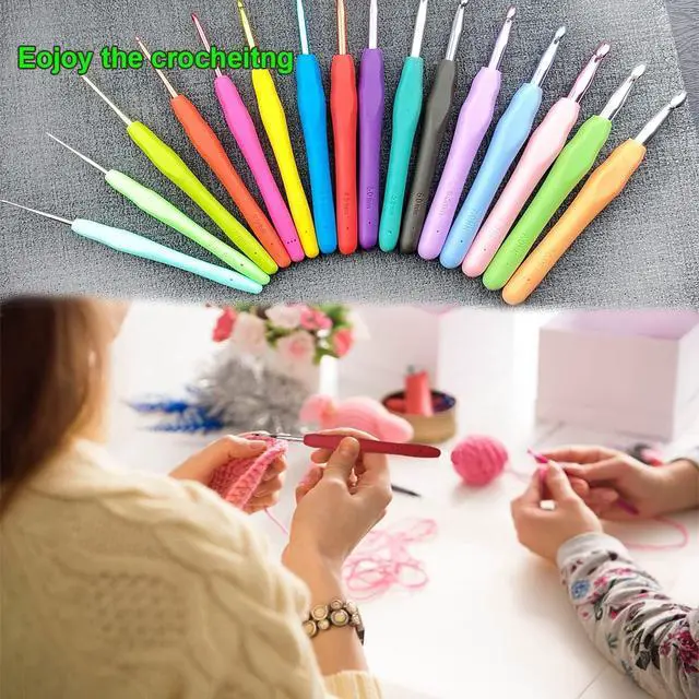 Alt view image 6 of 7 - Hobekoee 0.5mm Lace Crochet Hook Ergonomic Handle for Arthritic Hands Soft & Smooth Knitting Needles for Beginners and Crocheting Yarn