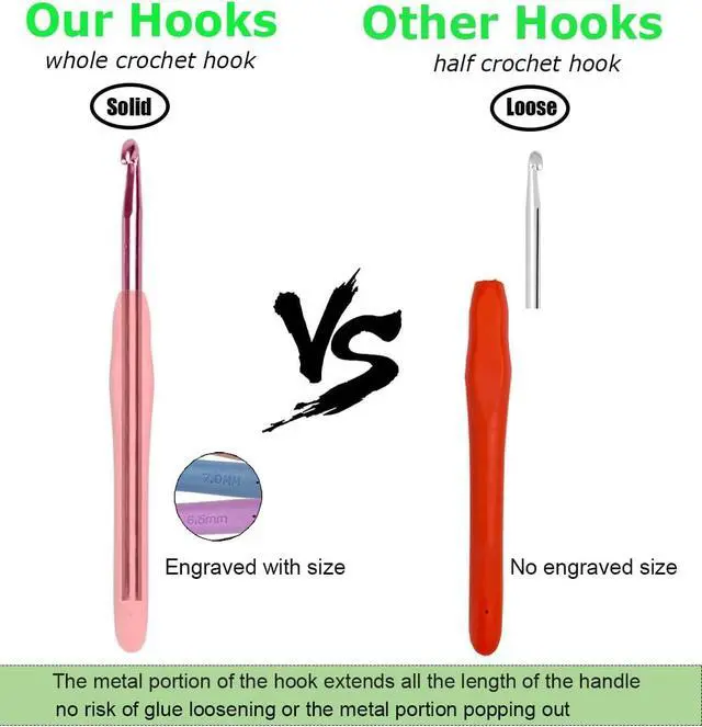 Alt view image 2 of 7 - Hobekoee 0.5mm Lace Crochet Hook Ergonomic Handle for Arthritic Hands Soft & Smooth Knitting Needles for Beginners and Crocheting Yarn