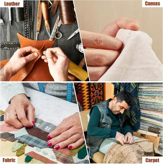 Alt view image 6 of 6 - 55 Yards Waxed Thread with 7 Leather Needles for Hand Sewing | Polyester 150D Flat Waxed Thread, 5 Straight & 2 Curved Steel Needles, For Leather, Canvas, Bags, Sofa Repair